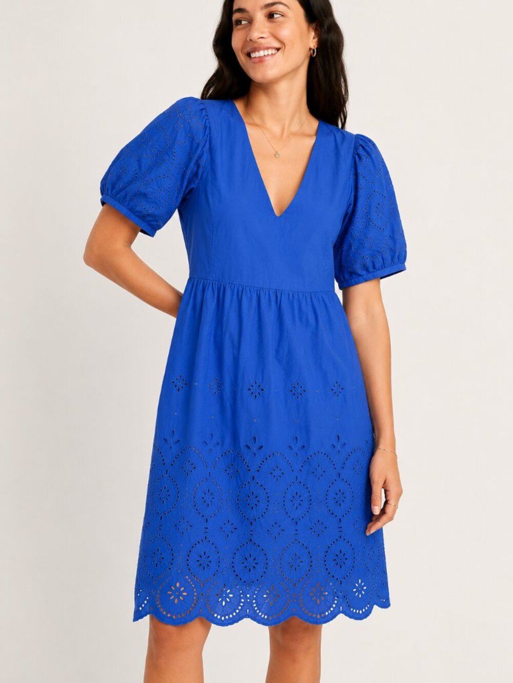 Old Navy Royal Blue Eyelet Midi Dress